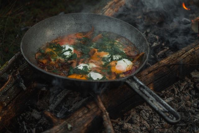 Cooking gear and kitchen essentials for camping.
